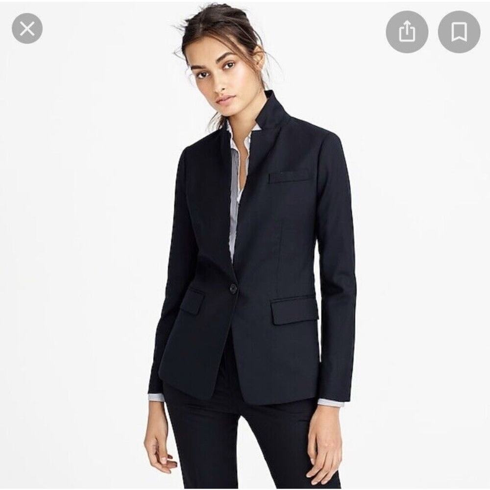 J.Crew Super 120's Black Career Office Four Season stretch Regent Blazer Size 4